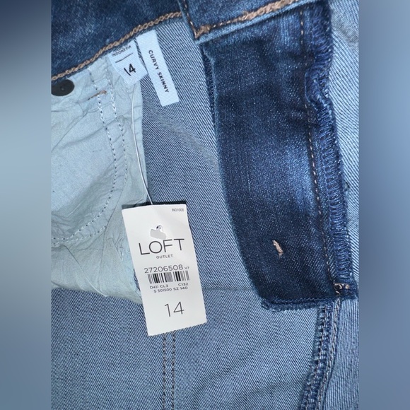 LOFT Curvy Skinny Jeans NWT Size 14 Dark Wash High Rise Ankle Stretch Denim - Picture 3 of 7